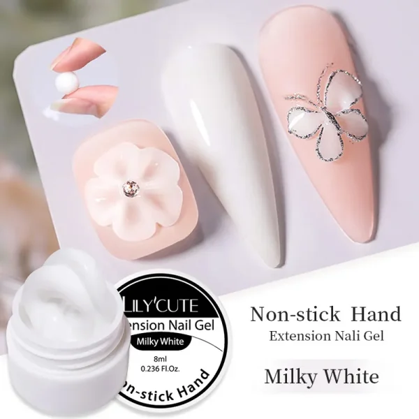 LILYCUTE 8ML Milky White Non-Stick Hand Extension Gel Nail Polish 3D Shaping/Sculpting/Carving UV/LED Gel Soak Off Quick Buildin - Image 2