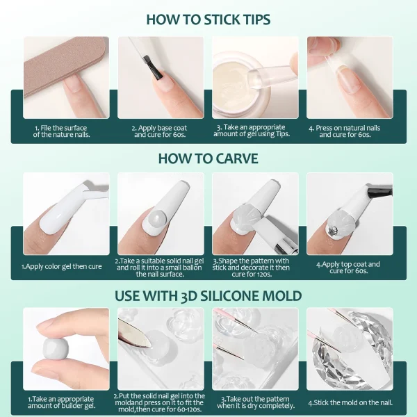 Nailpop Solid Nail Gel Glue for Press On Nails Strong Adhesive Clear Gel Tip Adhesive UV Gel Long-Lasting No Damage 20g (1/3pcs) - Image 4
