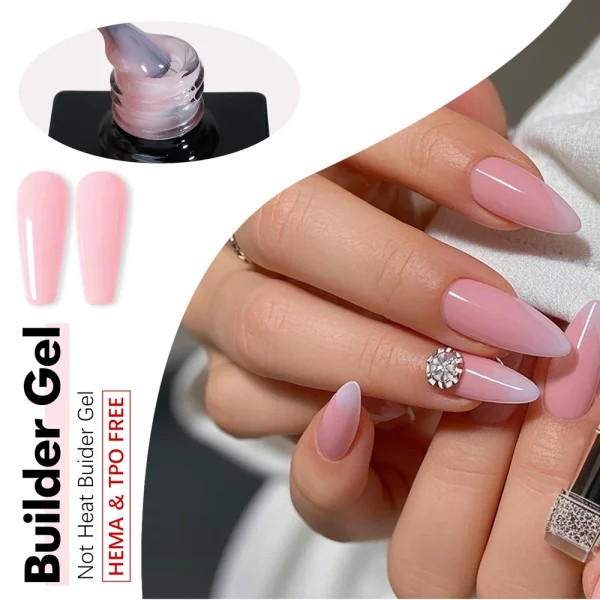 OEM Hema Free Builder Hard Gel Extension Thickening Nail Strengthener Brush on Gel Builder Bottle Soak Off UV Nail Art Design - Image 3