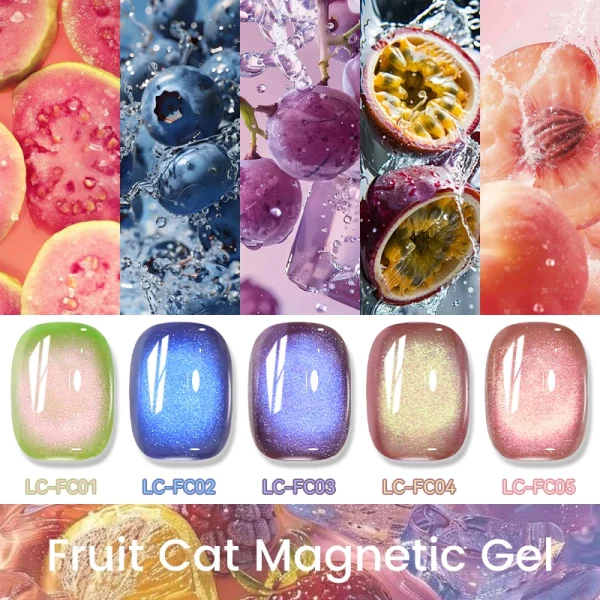 LILYCUTE 7ml Blueberry Colored Cat Magnetic Gel Nail Polish Summer Guava Fruit Honey Trap Soak Off UV Gel Varnish Nail Manicure - Image 3