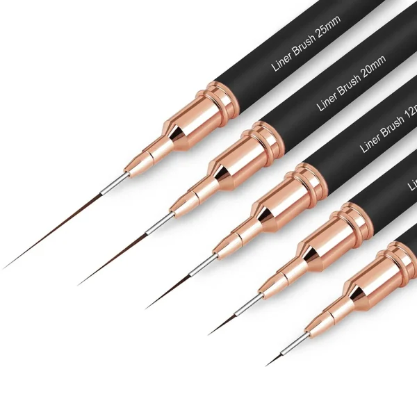 5Sizes Black Nail Art Liner Brushes Painting Nail Design Pen /8/12/20/25mm Drawing Tool for Long Lines Thin Details Manicure Pen - Image 2