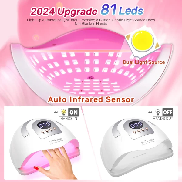 SUN X26 MAX Nail Dryer Machine 380W UV LED Lamp for Nails 81LEDS Gel Polish Curing Manicure Lamp With Auto Smart Sensor Nail Art - Image 3