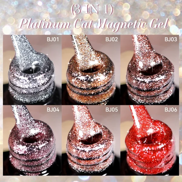 LILYCUTE 7ML Rose Gold Foils Effect Platinum Cat Magnetic Gel Nail Polish Silver Moonlight for Fall Winter Manicure Nail Art Gel - Image 4