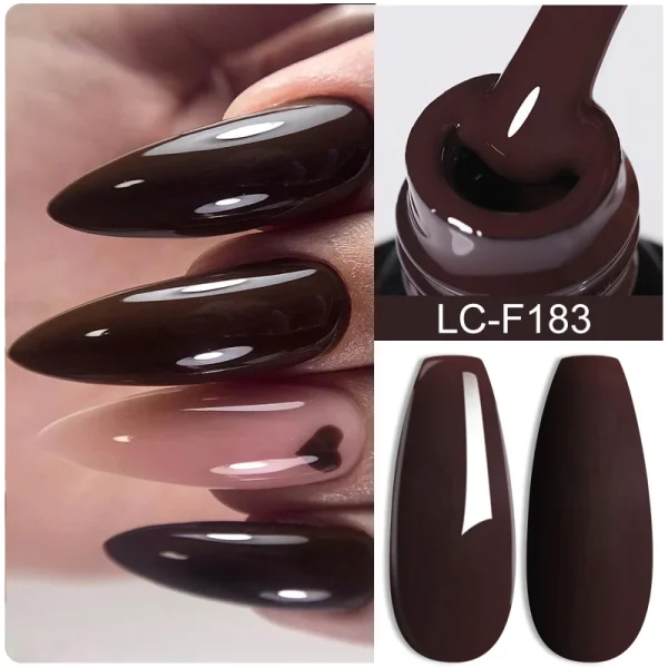 LILYCUTE Coffee Brown Color Gel Nail Polish Wine Red Manicure Semi Permanent Base Matte Top Coat Soak Off Nail Art Gel Varnish - Image 2