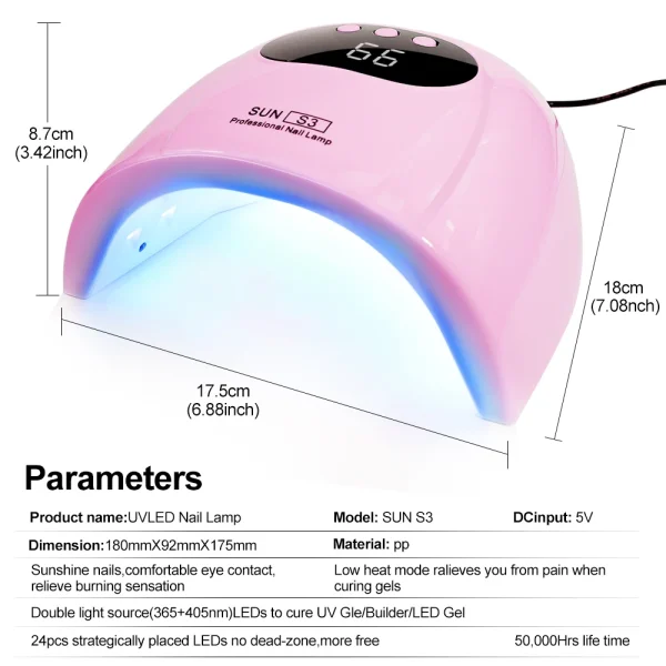 24/6 LED UV Lamp for Nails Gel Polish Drying With LED Display And Motion Sensing Professional Manicure Lamp Dryer Home Use Tool - Image 6