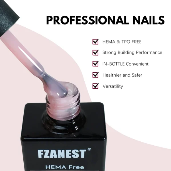 OEM Hema Free Builder Hard Gel Extension Thickening Nail Strengthener Brush on Gel Builder Bottle Soak Off UV Nail Art Design - Image 4