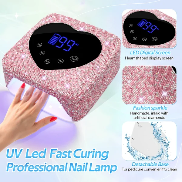 Rechargeable 72W UV LED Nail Lamp For Nails 30LEDS Wireless Gel Polish Curing Lamp With Large Screen Professional Nail Equipment - Image 4