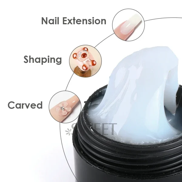 5ml Crystal Soft Solid Extension Nail Gel Clear Nude Pink Acrylic Carving Flower Jelly Shaping DIY Model Manicure Varnish Tools - Image 3