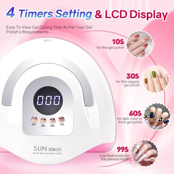 SUN X26 MAX Nail Dryer Machine 380W UV LED Lamp for Nails 81LEDS Gel Polish Curing Manicure Lamp With Auto Smart Sensor Nail Art - Image 2