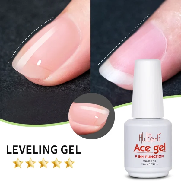 AWStorG 15ML Ace Gel 9-in-1 Nail Glue Gel Nail Polish Thickness Transparent Semi Permanent Function UV Gel Soak Off Nail Art - Image 3