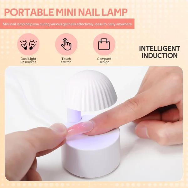 Mini UV LED Nail Lamp 6 LEDs Nail Dryer Type-C Charging Portable Manicure Lamp with Smart Induction Nail Art Tools - Image 2