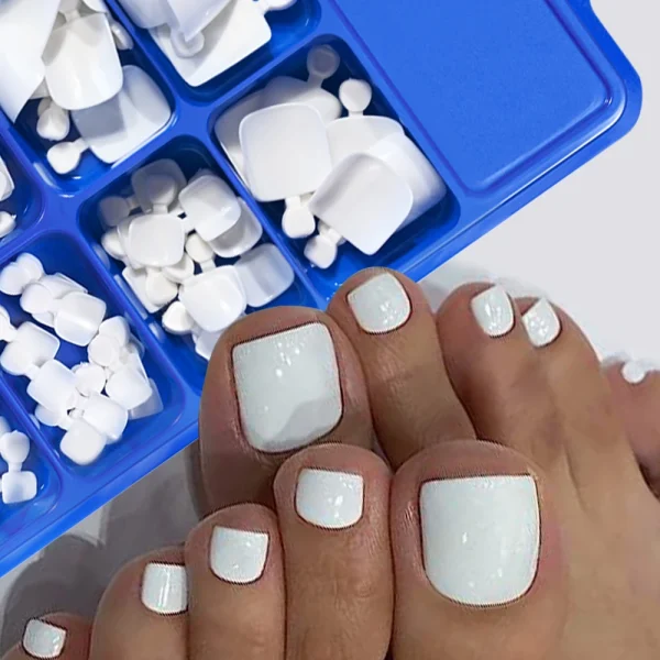 100PCS Short Square False Toenail Tips Full Cover White Artificial Fake Toenail Acrylic Foot Nail Art Tip Press on Toe Extension - Image 2