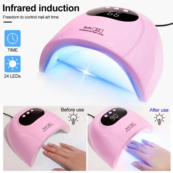 24/6 LED UV Lamp for Nails Gel Polish Drying With LED Display And Motion Sensing Professional Manicure Lamp Dryer Home Use Tool - Image 3