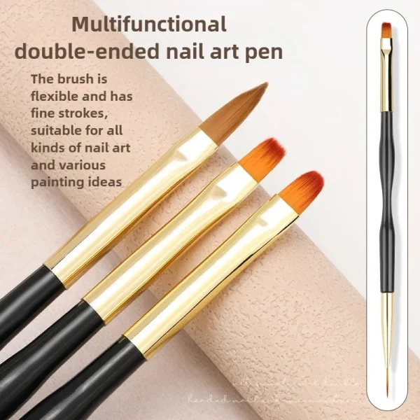French Stripe Nail Art Liner Brush Set UV Gel Tips Ultra-thin Line Drawing Pen Dual End Painting Brushes Manicure Tools - Image 4