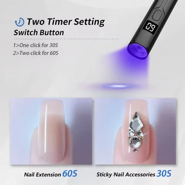 Portable Handheld Nail Dryer Lamp UV/LED Nail Curing All Gel Polish Nail Art Tool USB Rechargeabl Quick Dry Nail Lamp Flashlight - Image 5
