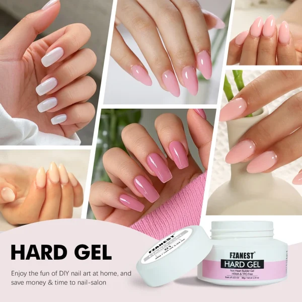 FZANEST HEMA FREE No Heat Nude Pink Builder Nail Gel Painless Hard Gel 9 Colors Sculpting Overlay UV Led Strengthener Extensions - Image 2