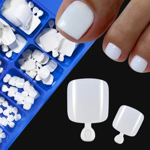 100PCS Short Square False Toenail Tips Full Cover White Artificial Fake Toenail Acrylic Foot Nail Art Tip Press on Toe Extension - Image 4
