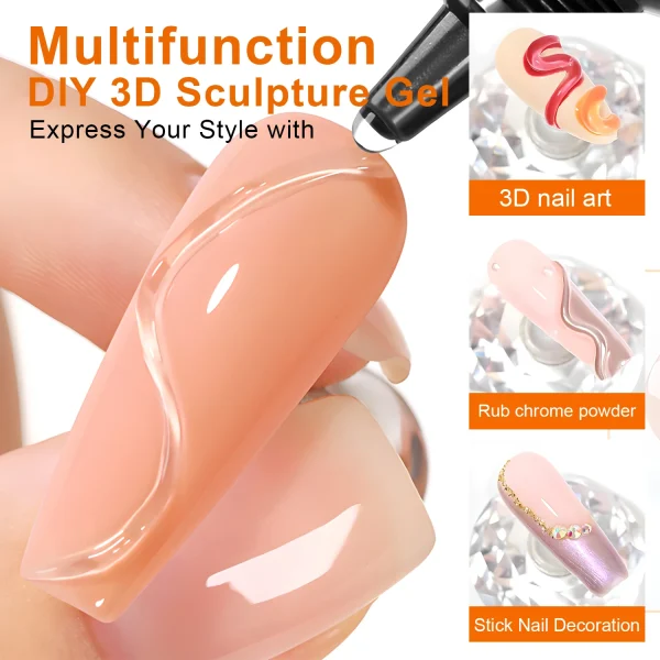10ml 3D Nail Art Gel - DIY Designs,Waterproof Sculpting gel，Waterproof Nail Art Design Gel for Intricate Carvings & Shapes - Image 3