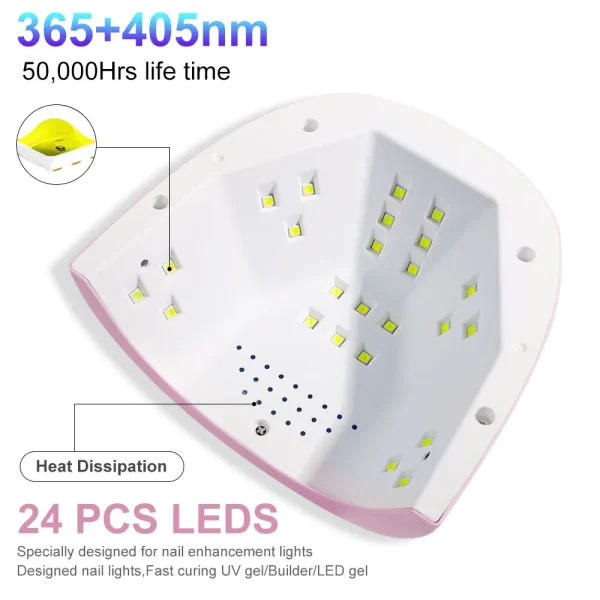 24/6 LED UV Lamp for Nails Gel Polish Drying With LED Display And Motion Sensing Professional Manicure Lamp Dryer Home Use Tool - Image 5