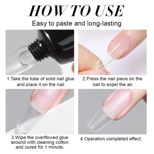 LILYCUTE 15g Solid Nail Glue Gel For False Tips Extend Press On Nail Long Lasting Soak Off UV Gel Nail Polish For Nail Extension - Image 6