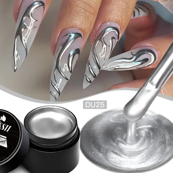 Mtssii 8ml Metallic Painting Nail Gel Polish Gold Silver Creative Elastic Nail Gel for PaintingDrawing Magic Mirror Gel Varnish - Image 4
