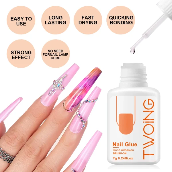 5pcs/2pcs 7g Super Strong Nail Glue For False Nail Tips, Acrylic Nails,Press OnNails,Fake Nails Art Decoration Lasting Adhesion - Image 3