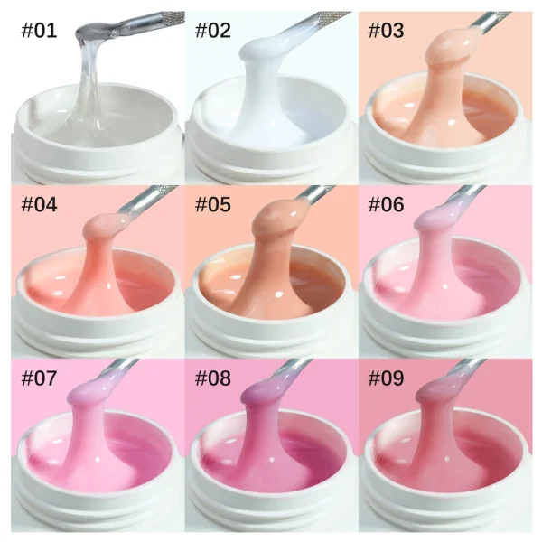 FZANEST HEMA FREE No Heat Nude Pink Builder Nail Gel Painless Hard Gel 9 Colors Sculpting Overlay UV Led Strengthener Extensions