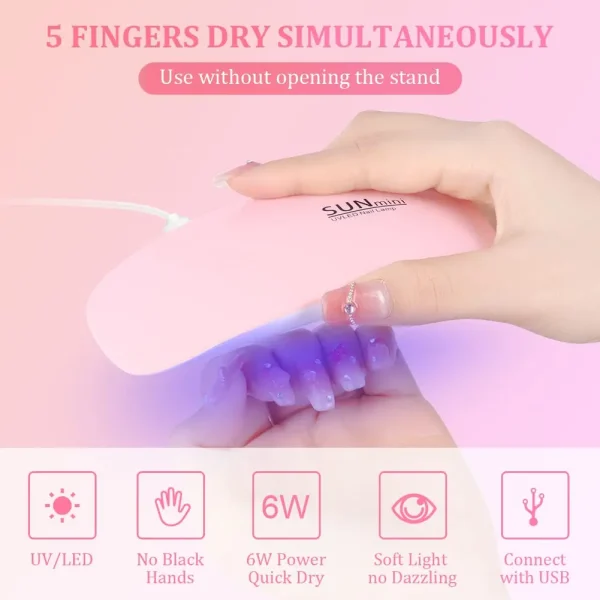 Nail Art Tool Set With Led UV Nail Lamp Nail Brush Kit Nail Separator Polishing Bloc Suitable for Beginners and Nail Technicians - Image 2