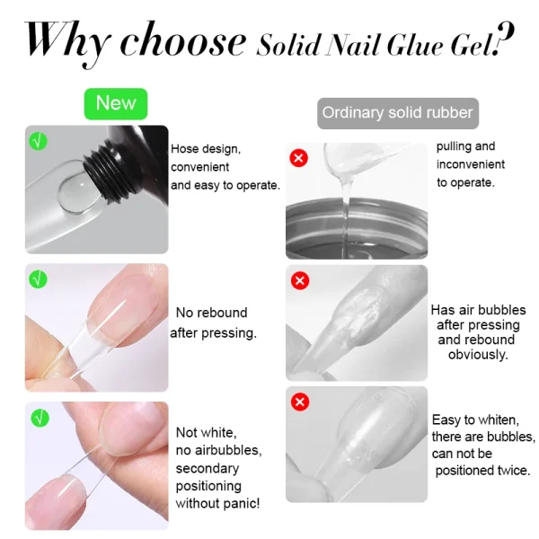 LILYCUTE 15g Solid Nail Glue Gel For False Tips Extend Press On Nail Long Lasting Soak Off UV Gel Nail Polish For Nail Extension - Image 3