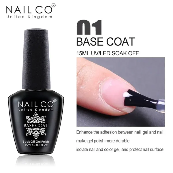 NAILCO 15ml Top Coat And Base Coat Art Design Gel Nail Polish UV Top Base Coat UV LED Soak Off Gel For Nail Decoration Varnish - Image 4