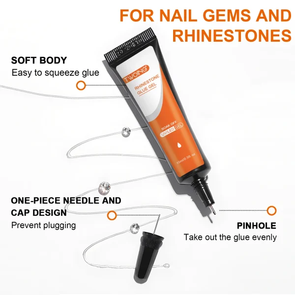 15mL Gel Nail Glue for Rhinestones for Nails Super Adhesive NO Wipe Nail Gem Glue for Nail Crystals Beads Diamonds Sticker 3D - Image 4