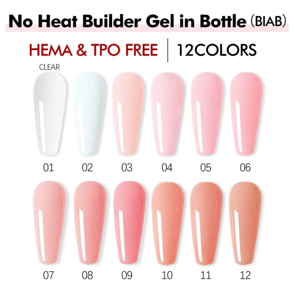 OEM Hema Free Builder Hard Gel Extension Thickening Nail Strengthener Brush on Gel Builder Bottle Soak Off UV Nail Art Design - Image 6