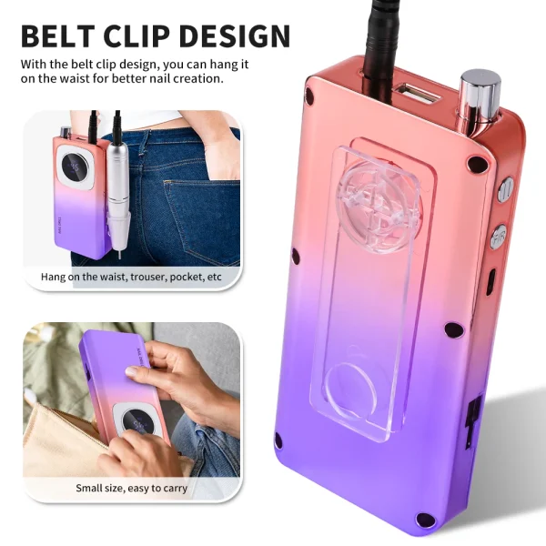 LIMEGIRL V4 45000RPM Electric Portable Nail Drill Machine Rechargeable for Gel Nails Polish Portable Nail File Manicure Tools - Image 2