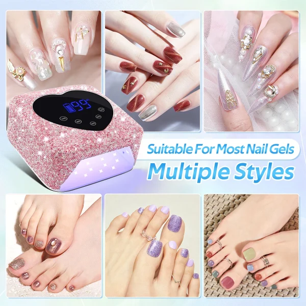 Rechargeable 72W UV LED Nail Lamp For Nails 30LEDS Wireless Gel Polish Curing Lamp With Large Screen Professional Nail Equipment - Image 6