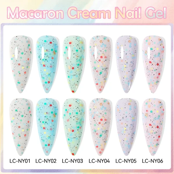 LILYCUTE 7ml Macaron Cream Gel Nail Polish Glitter Sequins Nail Art Hybrid Varnish Semi Permanant Soak Off UV Gel Nail Supplies - Image 2