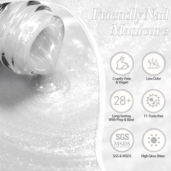 BORN PRETTY 10ml Water Light Cat Gel Ultra Shine Sparkling Glitter Semi Permanent Soak Off UV Gel Nail Art Varnish Manicure - Image 6
