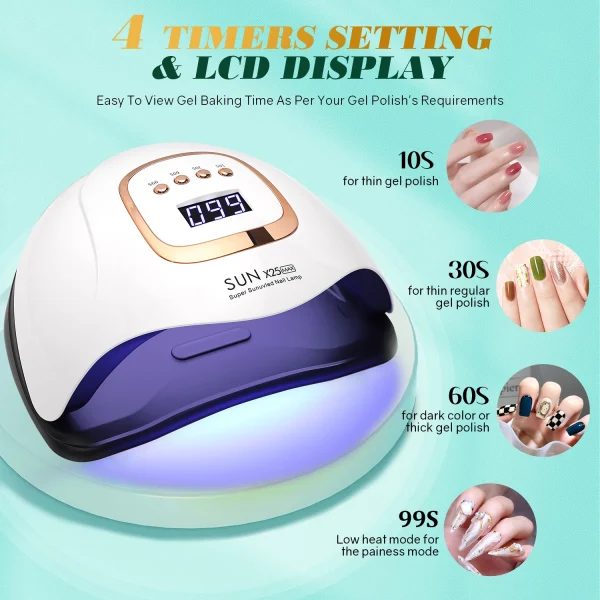 380W 81LEDS UV LED Nail Lamp Nail Dryer for Gel Polish 4 Setting Timers UV Nail Lamp Professional Nail Light Automatic Sensor - Image 3