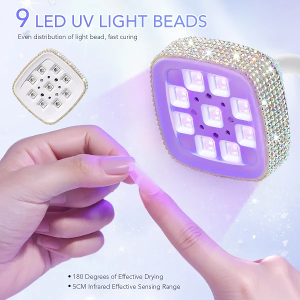 Wireless Nail Lamp LED UV Nail Dryer Rechargeable With Auto Sensor Touch Control Fast Drying Nail Light 360° Bendable Table Lamp - Image 3