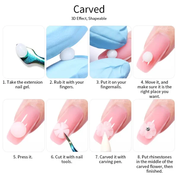 LILYCUTE 8ML Milky White Non-Stick Hand Extension Gel Nail Polish 3D Shaping/Sculpting/Carving UV/LED Gel Soak Off Quick Buildin - Image 6