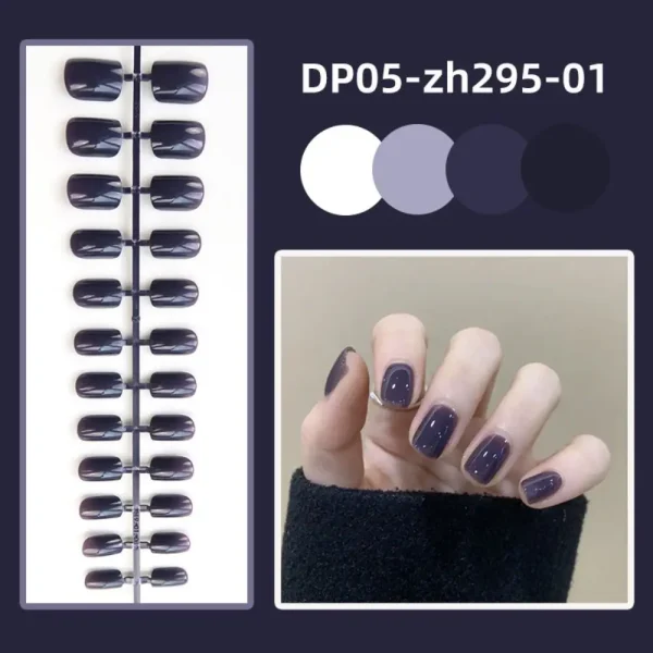 24Pcs Detachable Square Head False Nails Fashion Glossy Wearable Fake Nails Solid Color Press On Nails Full Cover Manicure - Image 2