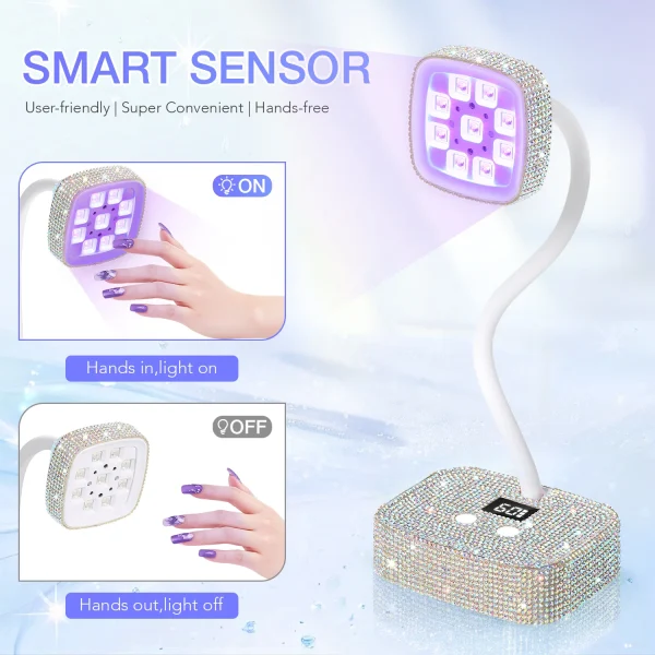 Wireless Nail Lamp LED UV Nail Dryer Rechargeable With Auto Sensor Touch Control Fast Drying Nail Light 360° Bendable Table Lamp - Image 5