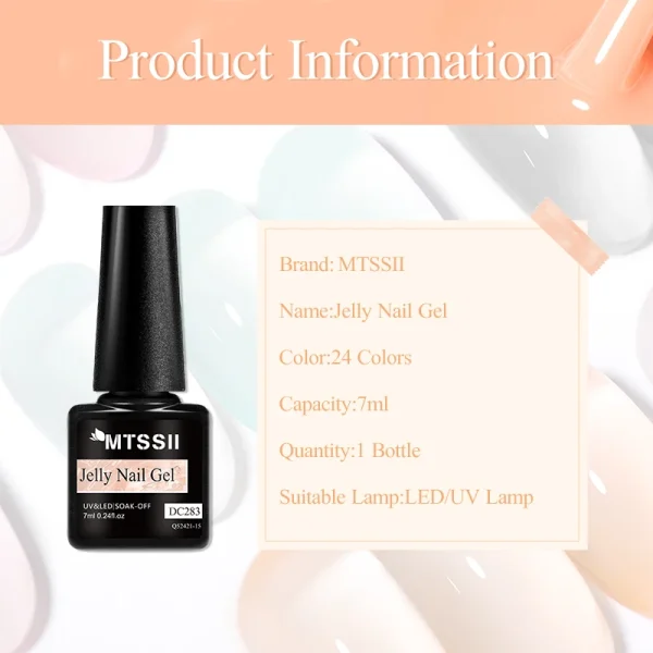 Mtssii 7ml Jelly Nude Gel Polish Translucent Pink Milky White Nail Gel Manicure UV LED Semi Permanent Soak Off Nail Polish - Image 6
