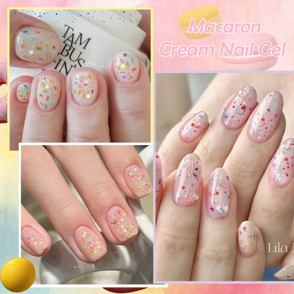 LILYCUTE 7ml Macaron Cream Gel Nail Polish Glitter Sequins Nail Art Hybrid Varnish Semi Permanant Soak Off UV Gel Nail Supplies - Image 5