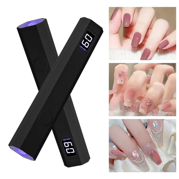 Nail Lamp Portable Handheld Mini UV LED With Battery For Gel Polish Quick Dry Flashlight Pen With Chronograph Display - Image 6