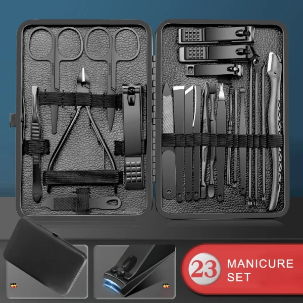 23 pcs Stainless Steel Nail Cutter and Pedicure Scissors Set - Portable Manicure and Pedicure Tool Set with Eagle Hook - Image 2
