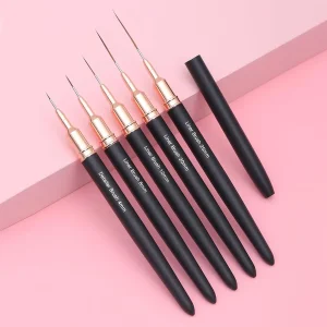 5Sizes Black Nail Art Liner Brushes Painting Nail Design Pen /8/12/20/25mm Drawing Tool for Long Lines Thin Details Manicure Pen