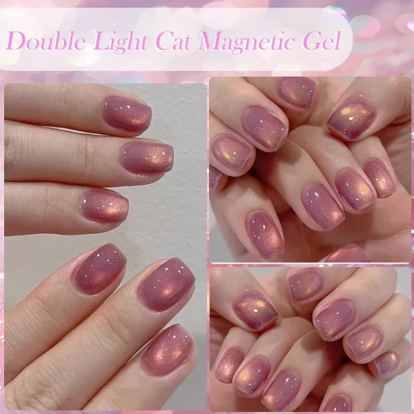 LILYCUTE 7ML Double Light Cat Magnetic Gel Polish 9D Reflective Sparkling Glitter Rainbow Semi Permanent Soak Off Nail Art Gel - Image 2