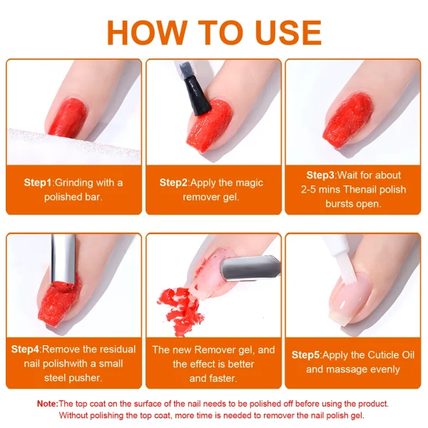 Gel Nail Polish Remover, Quick & Easy Polish Remover In 2-3 Minutes, No Need Soaking Or Wrapping - 0.51oz - Image 6