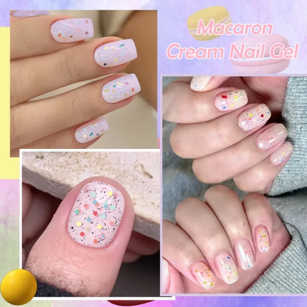 LILYCUTE 7ml Macaron Cream Gel Nail Polish Glitter Sequins Nail Art Hybrid Varnish Semi Permanant Soak Off UV Gel Nail Supplies - Image 6
