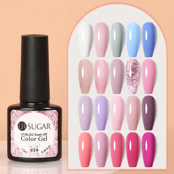 UR SUGAR 7.5ml Rose Glitter Solid Color Gel Nail Polish Jelly Nude Pink Semi Permanent DIY Nail Art UV LED Soak Off Gel - Image 3